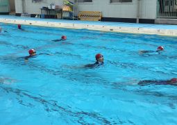 みんなで平泳ぎ練習