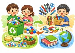 【お願い】使い終わった文房具・ペットボトルキャップを回収しています。